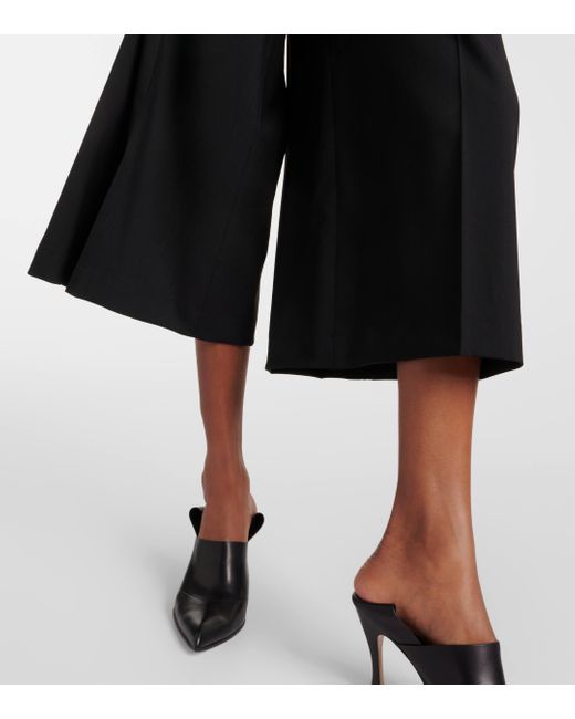 Loewe Black Cropped Wool Wide-leg Pants