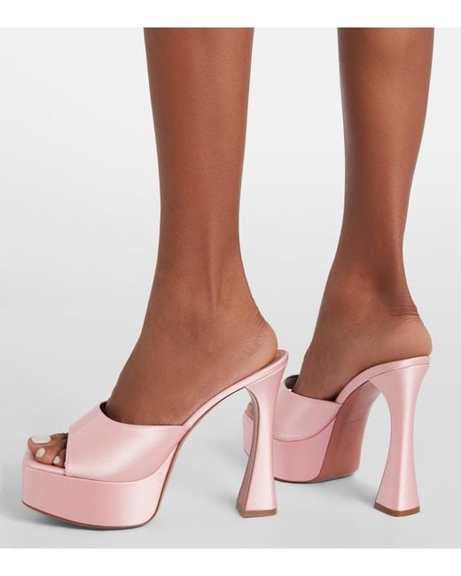 AMINA MUADDI Pink Dalida Satin Platform Mules