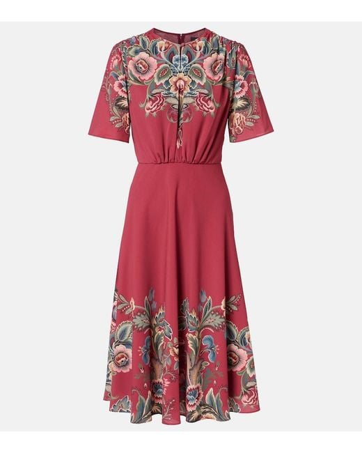 Etro Red Paisley Crepe Jersey Maxi Dress