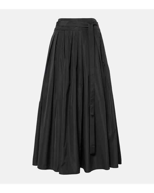 Max Mara Black Gea Pleated Taffeta Maxi Skirt