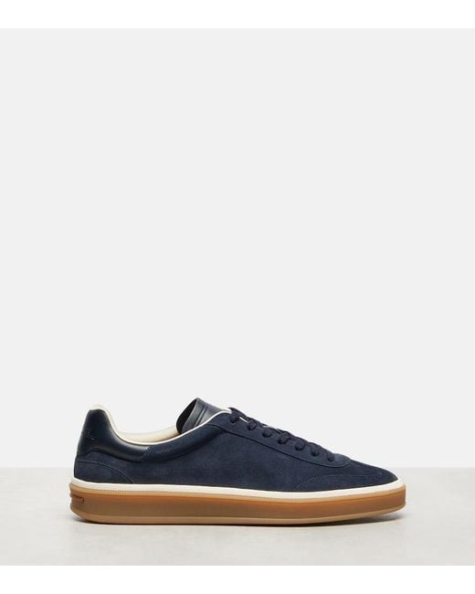 Loro Piana Blue Tennis Walk Suede Sneakers