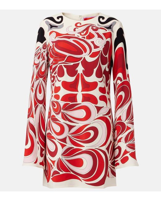 LaDoubleJ Red Mini Supremes Printed Satin Minidress