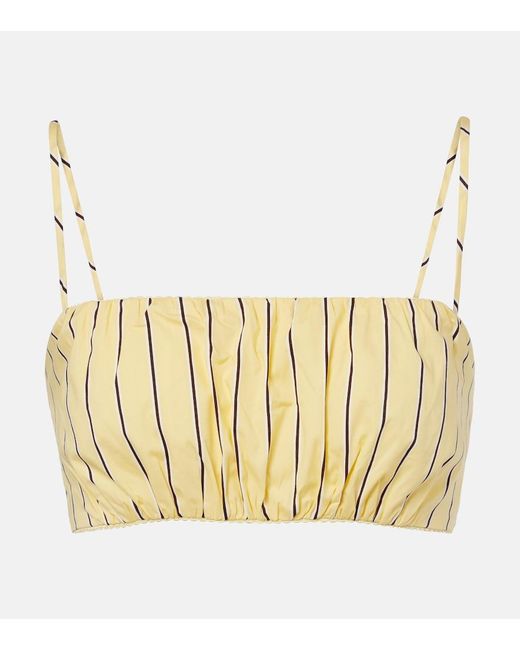 Staud Metallic Fiore Striped Cotton Crop Top