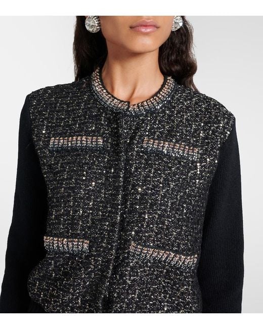 Giambattista Valli Black Sequined Wool Cardigan