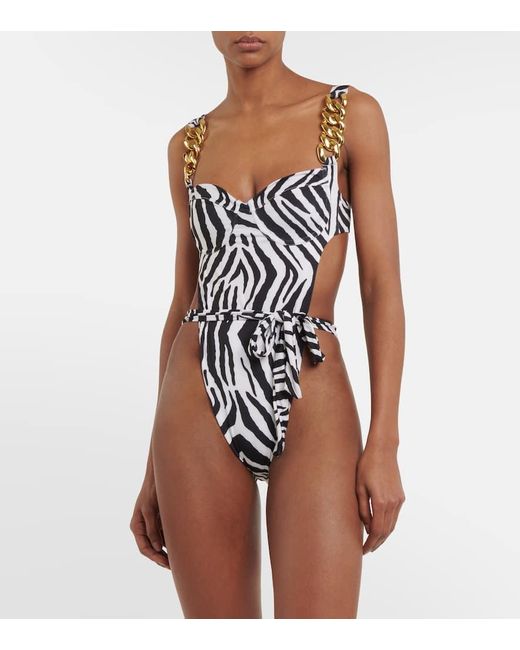 SAME White Gold Chain One Piece Swimsuit