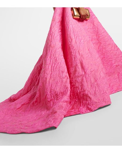 Monique Lhuillier Pink Jacquard Gown