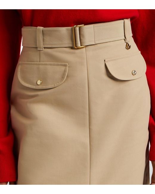 Moncler Natural Belted Cotton Pencil Skirt