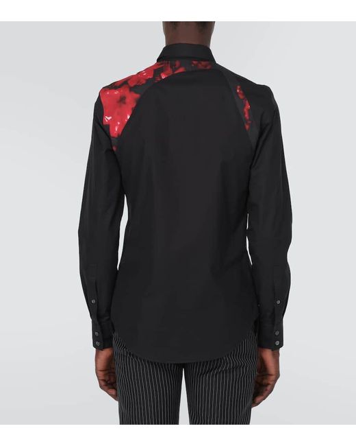 Camicia Harness in popeline di cotone di Alexander McQueen in Black da Uomo