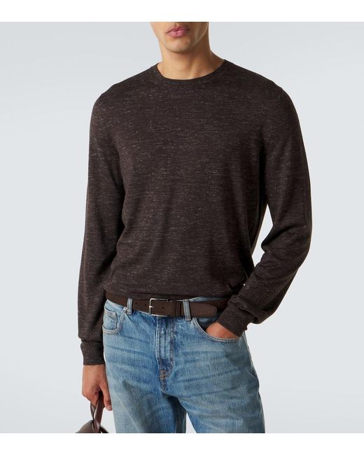 Zegna Gray Silk, Cashmere, And Linen Sweater for men
