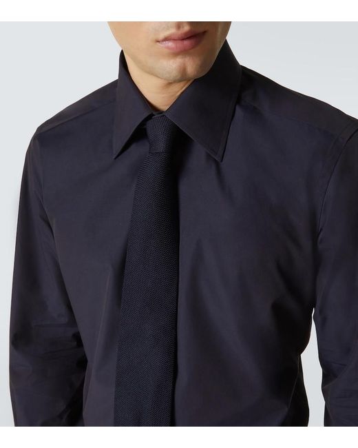 Tom Ford Blue Cotton Poplin Shirt for men