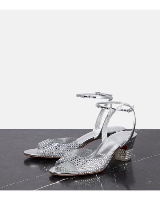 Christian Louboutin White Cassandrissima Embellished Pvc Sandals