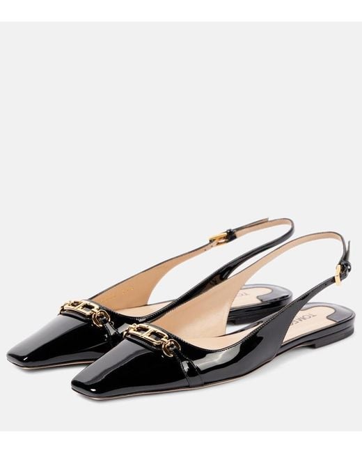 Tom Ford Black Whitney Patent Leather Slingback Flats