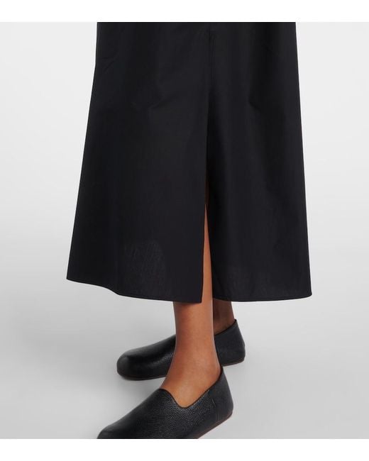 Max Mara Black Liriche Cotton Poplin Midi Dress