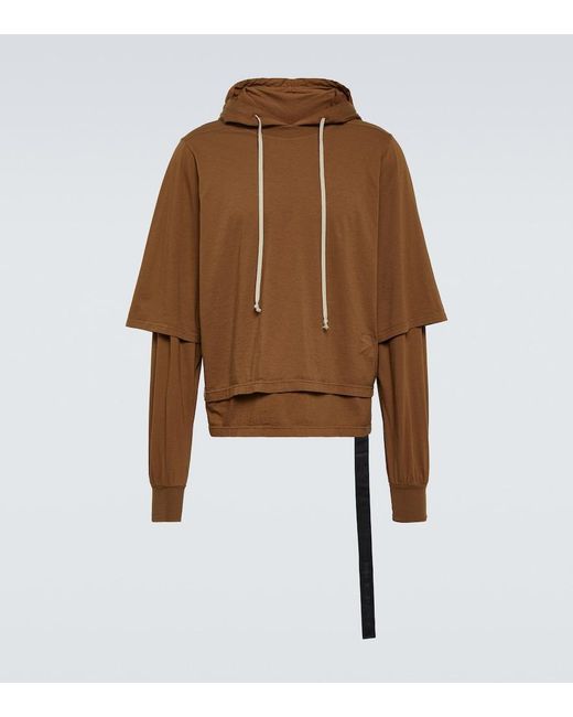 Rick Owens Brown Cotton Jersey Hoodie for men