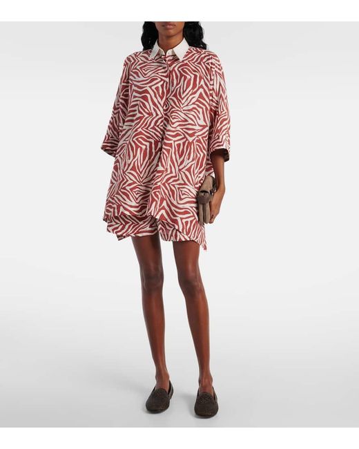 Brunello Cucinelli Red Shorts Aus Baumwolle Und Seide