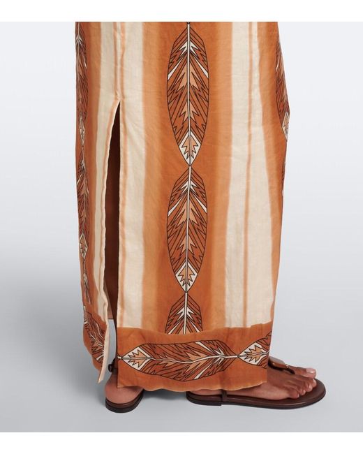 Johanna Ortiz Metallic Andean Mythology Printed Linen Maxi Dress