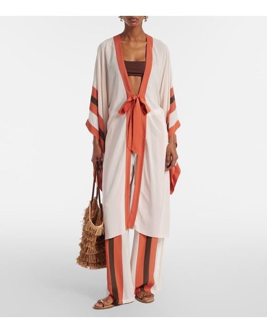 Adriana Degreas Red Striped Kaftan