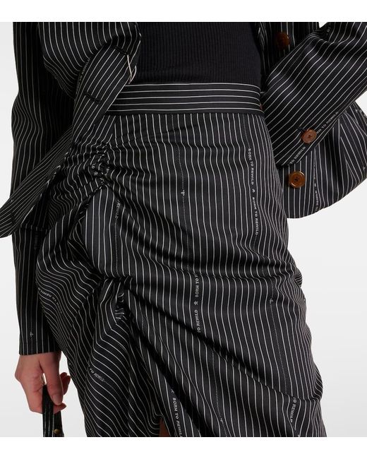 Vivienne Westwood Black Pinstriped Wool And Cotton Midi Skirt