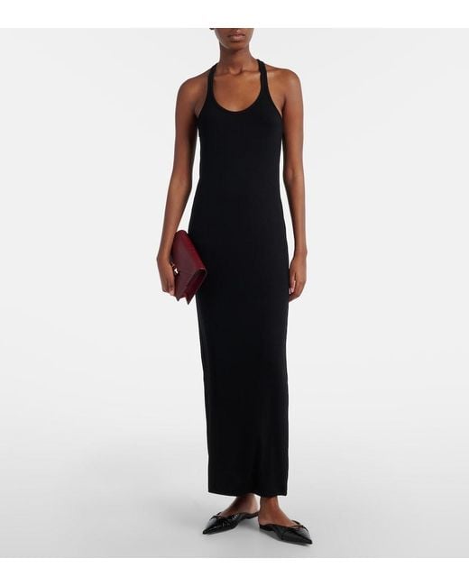Tom Ford Black Ribbed-Knit Halterneck Jersey Maxi Dress