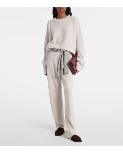 Extreme Cashmere White Rush Cashmere-Blend Straight Pants