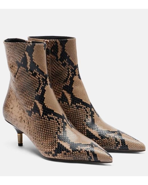 Khaite Brown Bella Snake-Effect Leather Ankle Boots