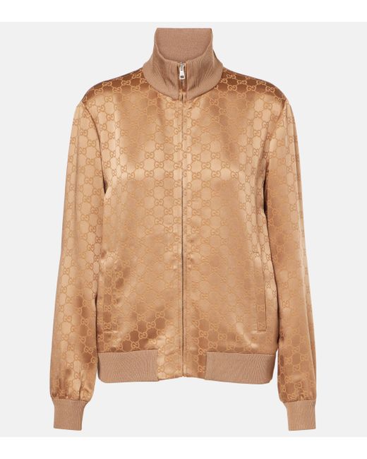 Gucci Brown GG Jacquard Satin Blouson