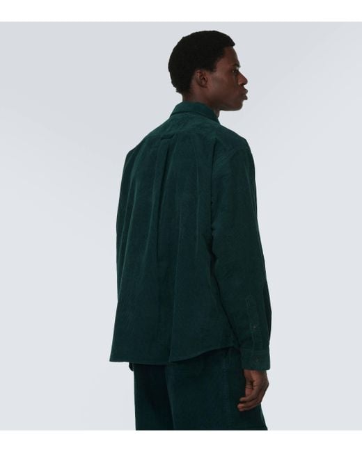 Acne Green Cotton Corduroy Overshirt for men