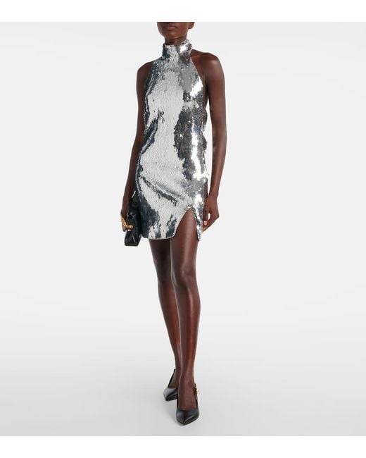 Balmain White Sequined Minidress
