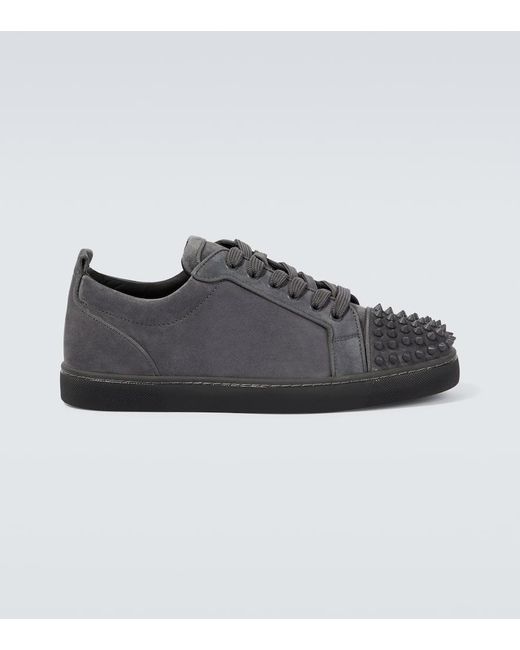 Christian Louboutin Black Louis Junior Spikes Suede Sneakers for men