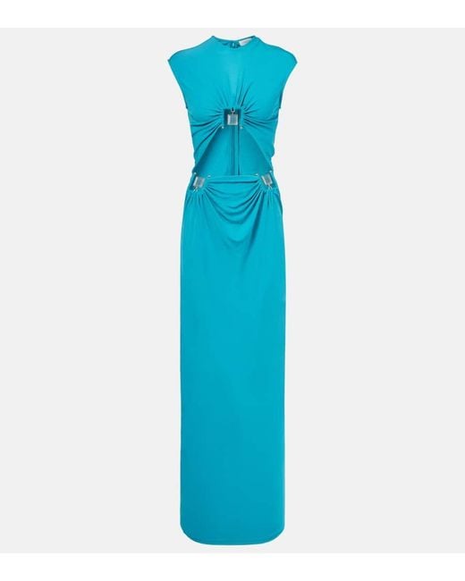 Christopher Esber Blue Maxikleid Duo Bezel Quartz Aus Jersey