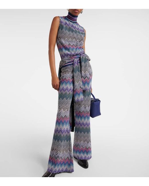 Missoni Blue Zig Zag Flared Pants