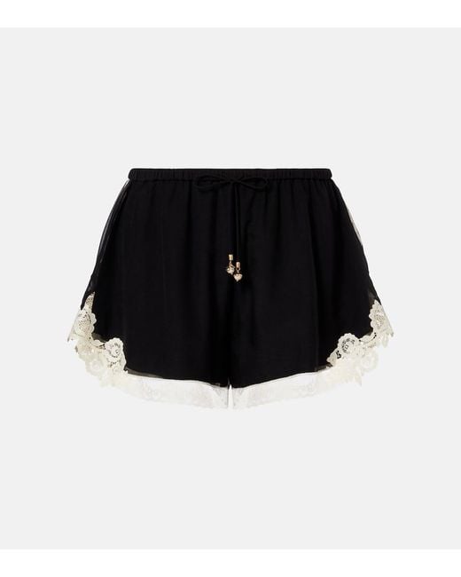 Zimmermann Black Roselight Cotton And Silk Shorts