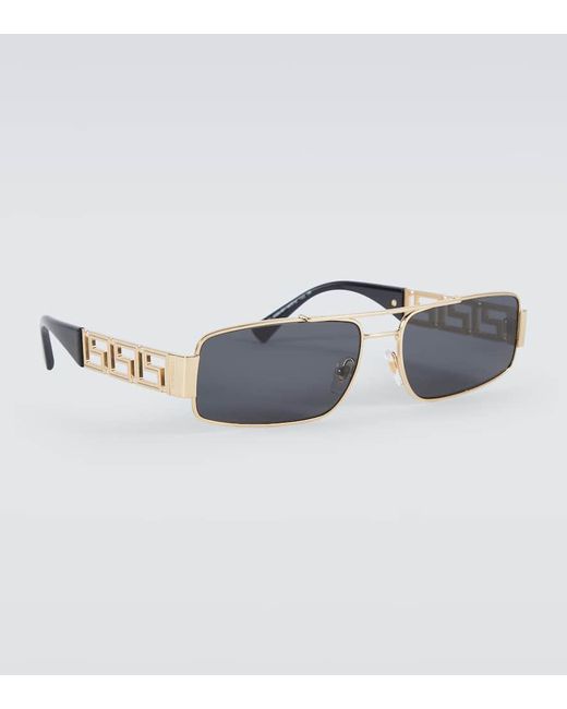 Versace Blue Greca Rectangular Sunglasses for men