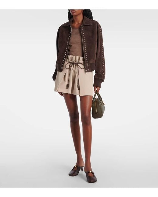 Loewe Brown Studded Suede Bomber Jacket