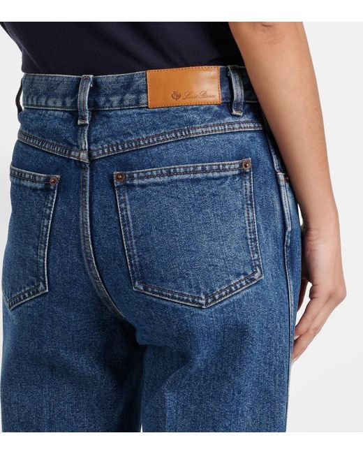 Loro Piana Blue Brooke Mid-Rise Cropped Straight Jeans