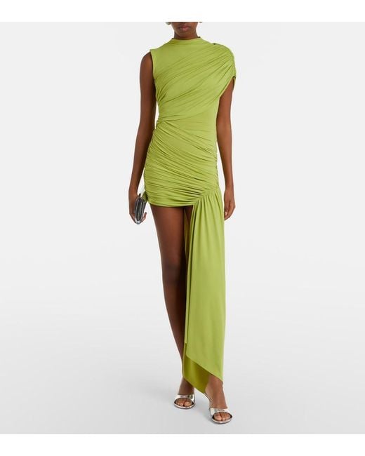 De La Vali Green Ravenna Draped Jersey Minidress