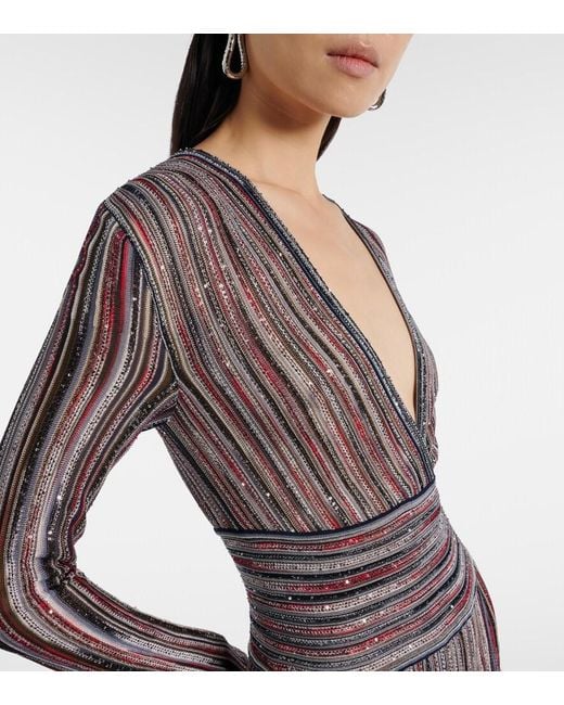 Missoni Gray Striped Lame Maxi Dress