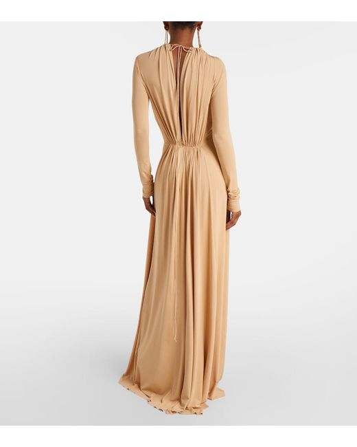 Victoria Beckham Natural Asymmetric Draped Gown