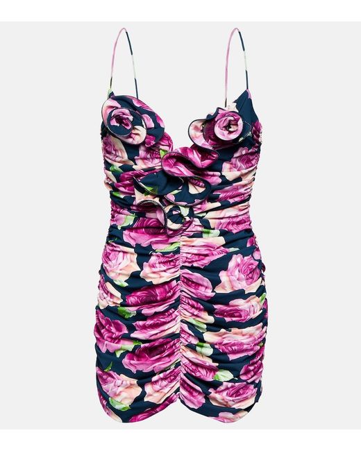 Magda Butrym Purple Floral Ruched Minidress