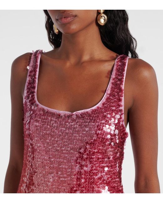 Jonathan Simkhai Red Alayna Ombre Sequined Minidress