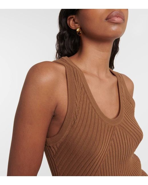 Tod's Brown Ribbed-knit Cotton Tank Top