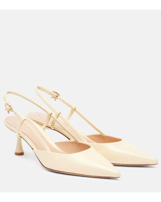 Gianvito Rossi Natural Ascent 55 Leather Slingback Pumps