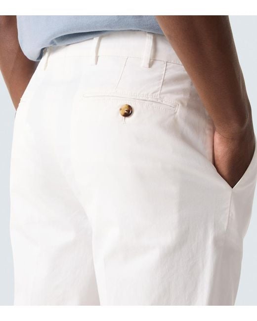 Brunello Cucinelli White Cotton-Blend Slim Pants for men