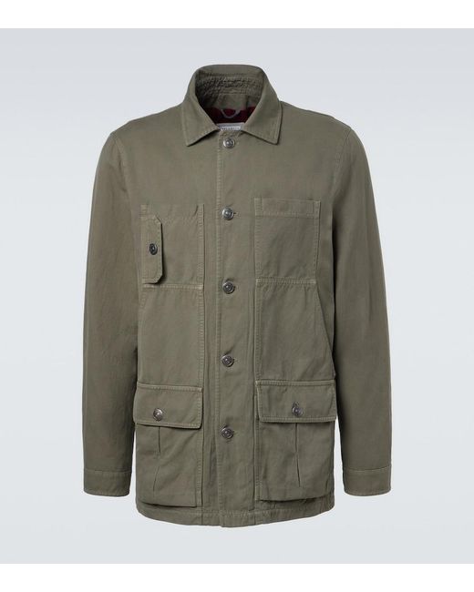 Brunello Cucinelli Green Cotton And Linen Field Jacket for men