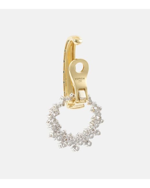 YEPREM Metallic Golden Strada 18kt Gold Drop Earrings With Diamonds