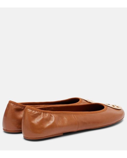 Tory Burch Brown Leather Ballet Flats