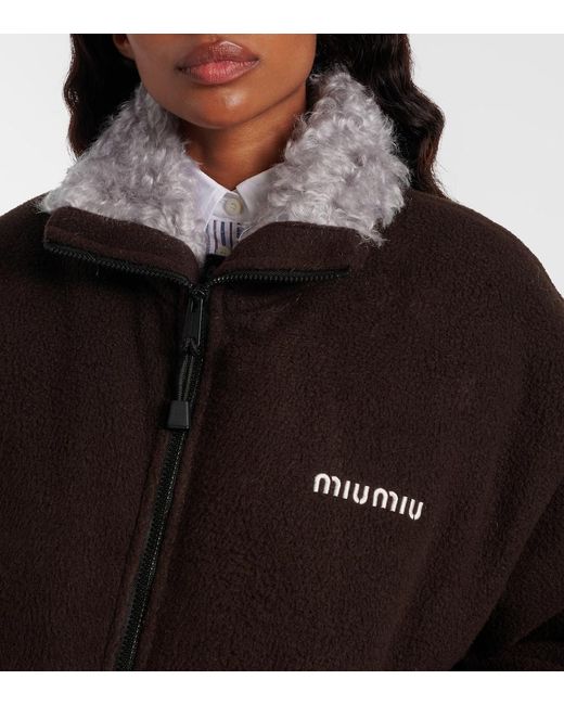 Miu Miu Black Logo Gabardine Bomber Jacket
