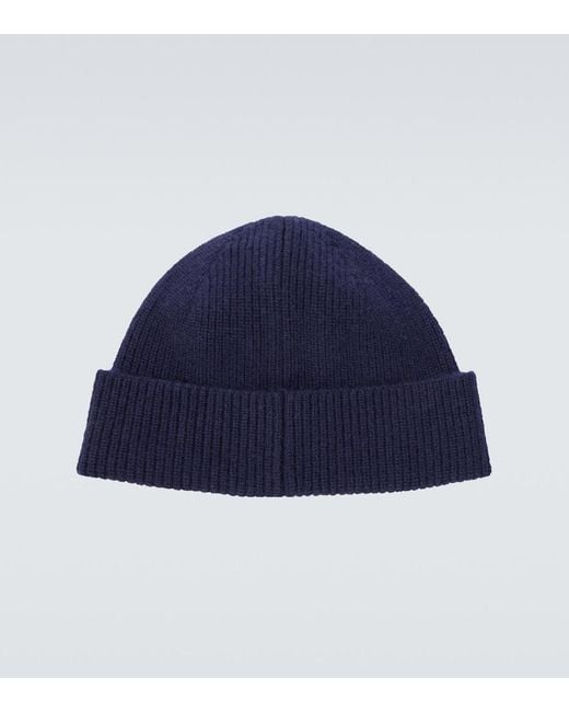 Zegna Blue Ribbed-Knit Cashmere Beanie for men