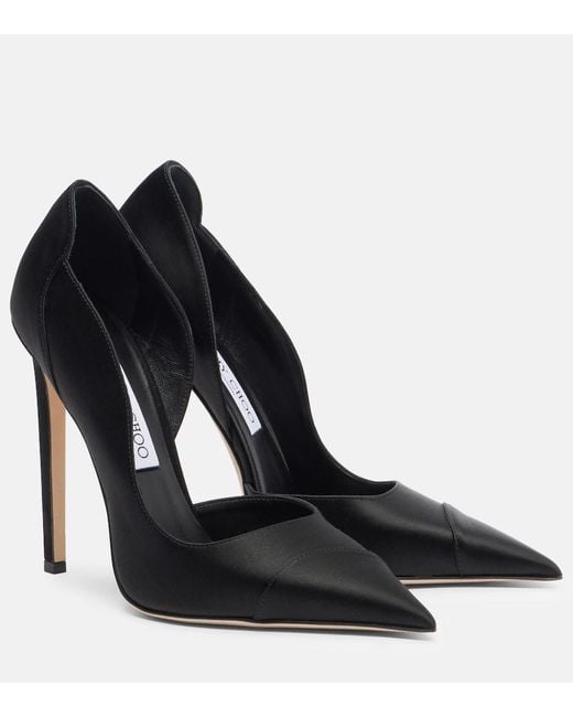 Jimmy Choo Black Brigitte 120 Satin Pumps