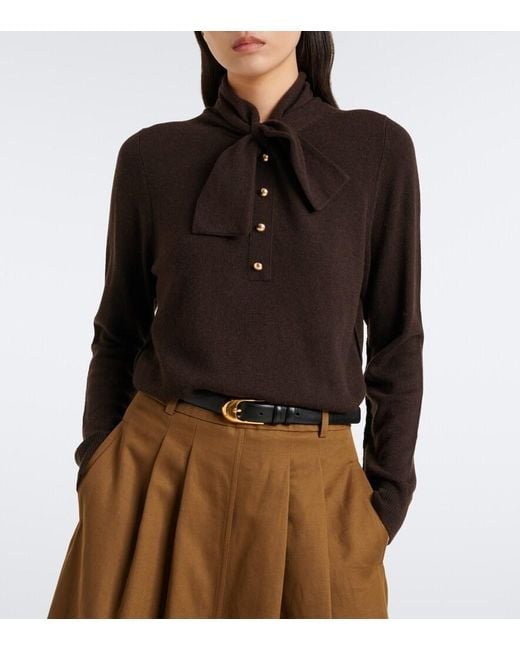 Jardin Des Orangers Black Tie-Neck Wool And Cashmere Sweater